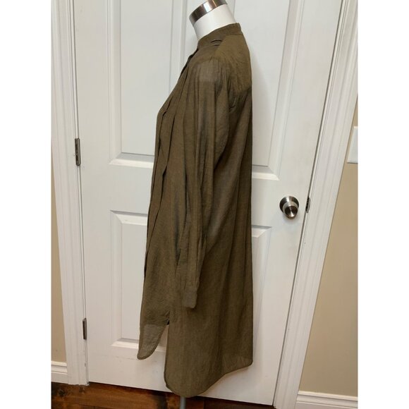 Mona Thalheimer Brown Long Sleeve Pleated Cotton Shirt Dress, Size XS - Picture 4 of 10